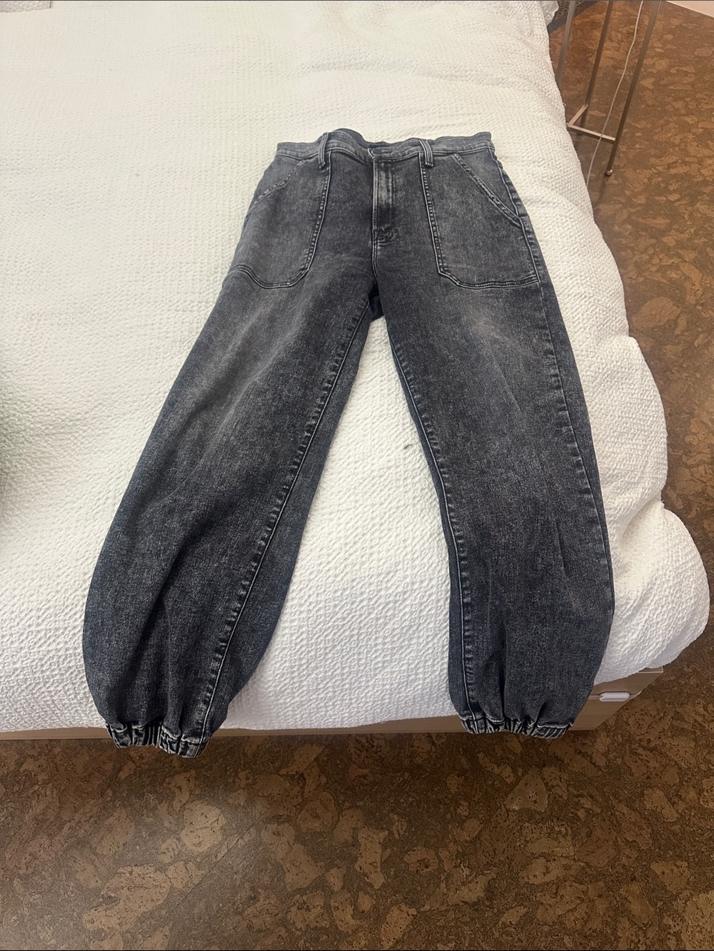 MOTHER Washed Black Ankle Jogger Jeans
